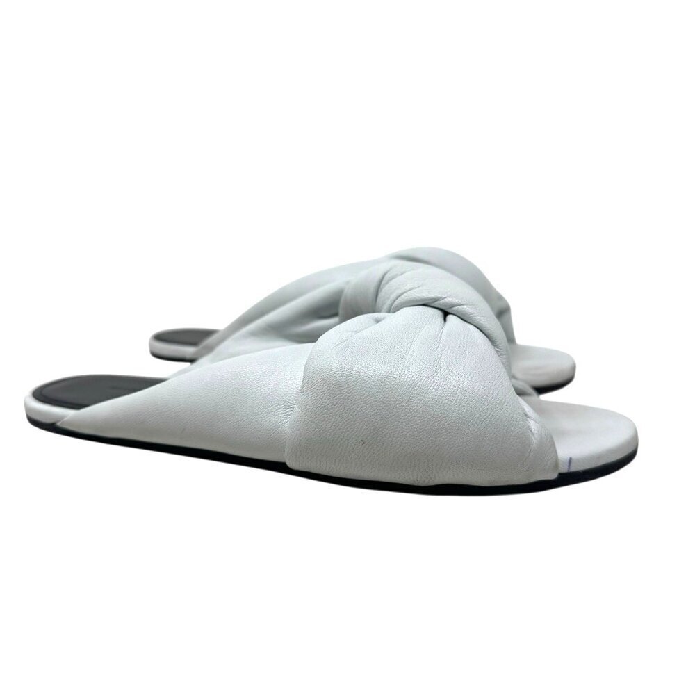 Balenciaga Drapy Knotted Slide Sandals White Leather Size 36 6 flat shoes